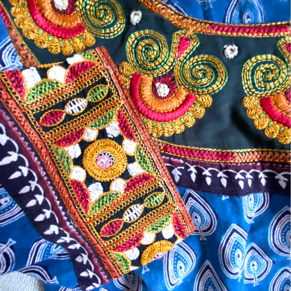 Embroidered Indian Kurta Tunic Ethnic Festival Long Top Meditation Yoga Wear Med - Picture 6 of 10